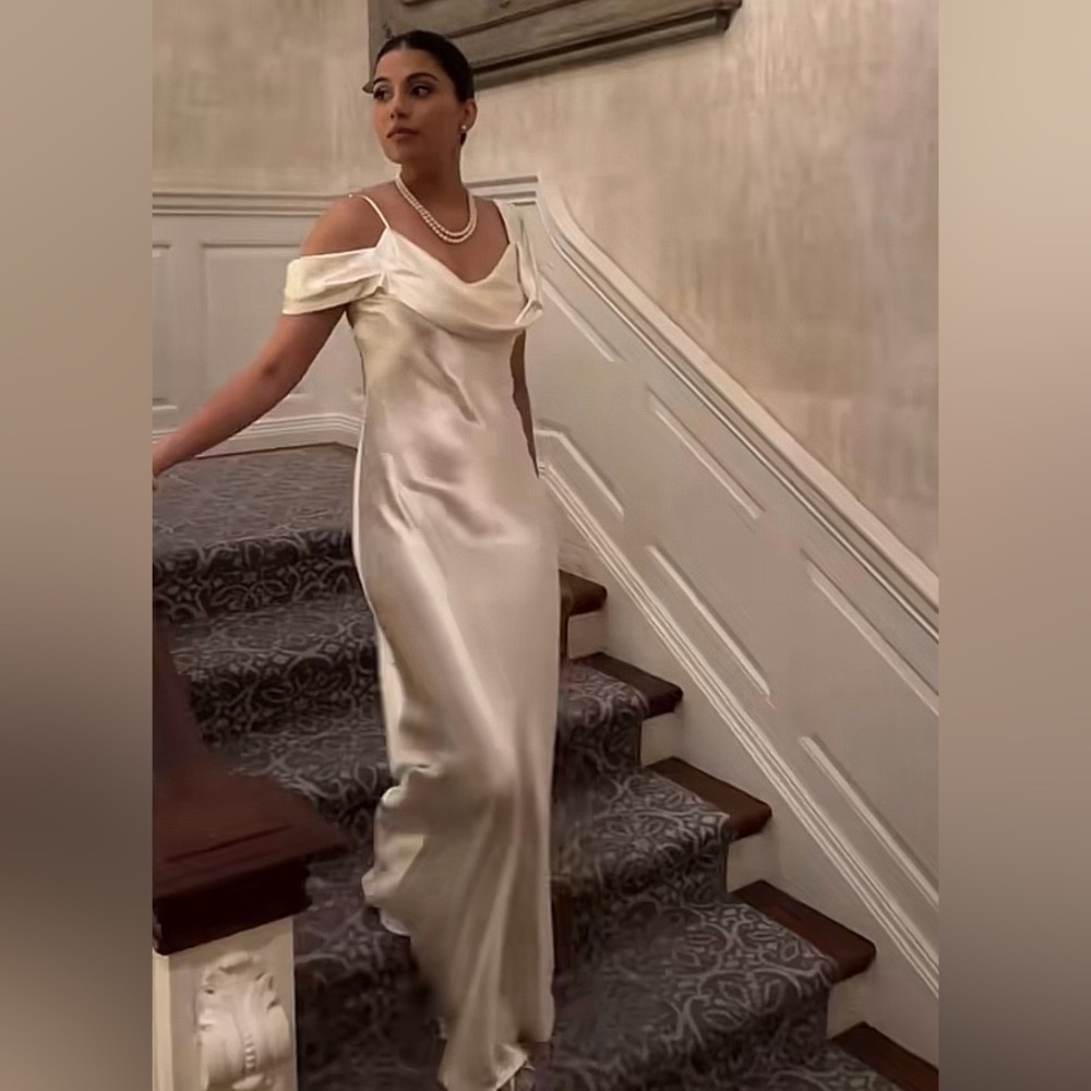 Reformation Ronda Silk Dress in Ivory